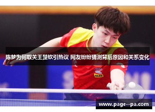 陈梦为何取关王楚钦引热议 网友纷纷猜测背后原因和关系变化